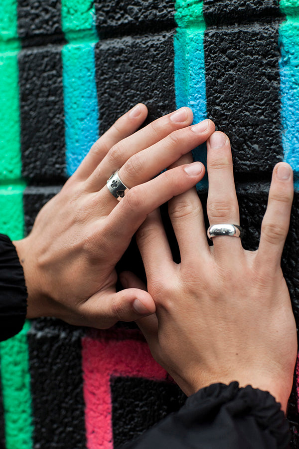 Edge Only Oxidised Poker Ring and Squared Off Ring in Sterling Silver