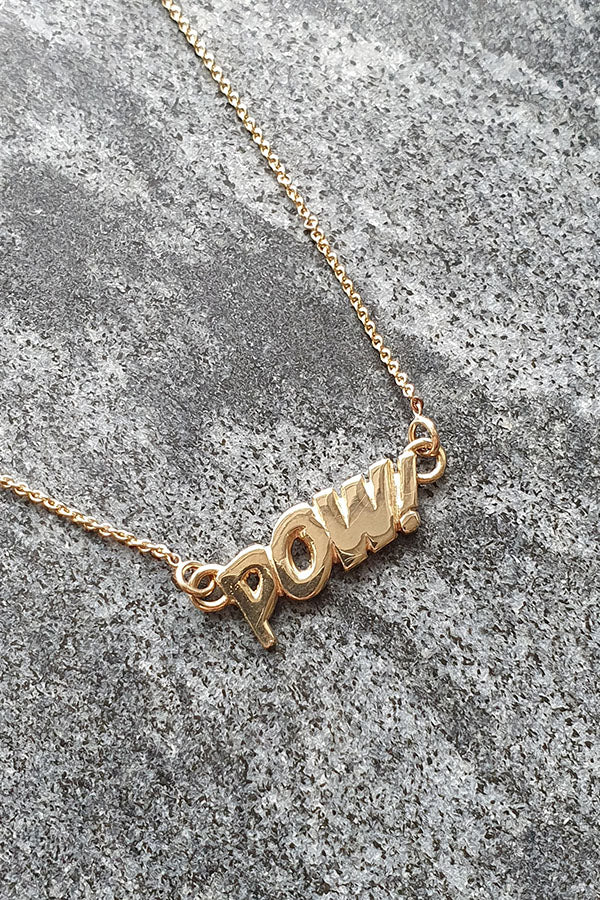 Edge Only POW! Letters Necklace 14 carat recycled gold 