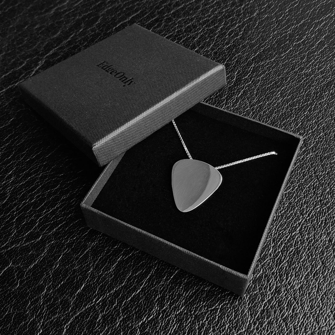 Edge Only Plectrum pendant in Edge only jewellery box