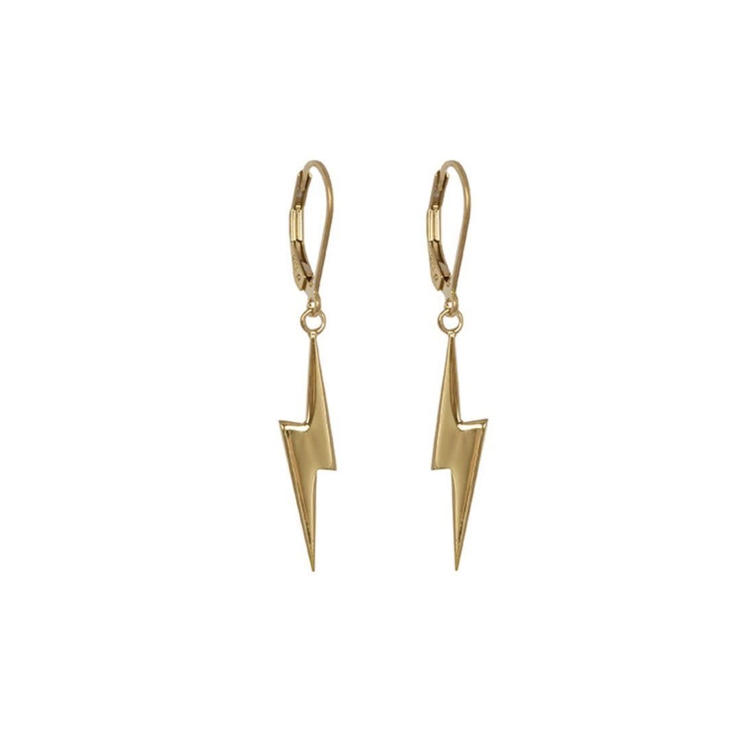 Edge Only Pointed Lightning Bolt Drop Earrings in 18ct gold vermeil