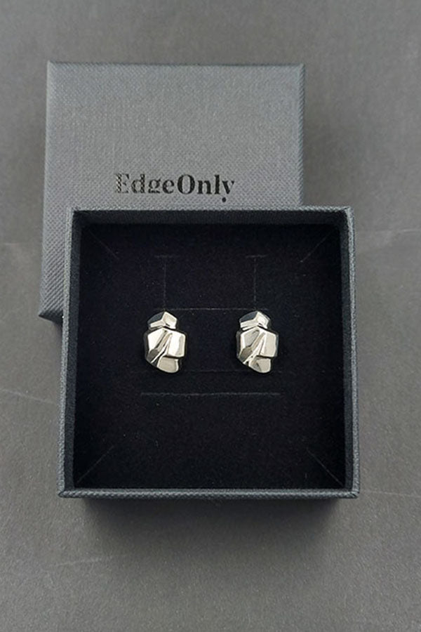 Edge Only Rock Earrings in recycled sterling silver in box