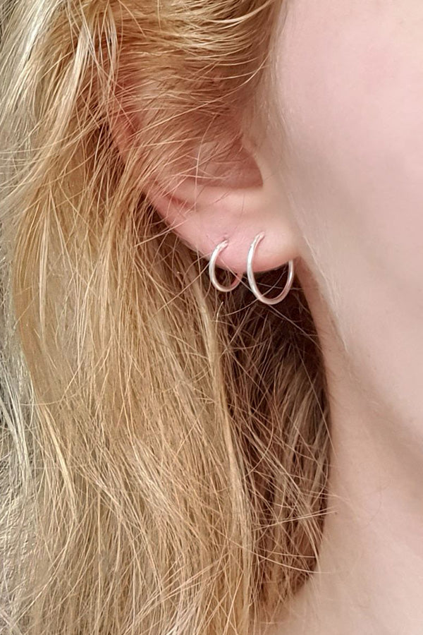 Edge Only Sleeper Hoop 15mm and 11mm sterling silver