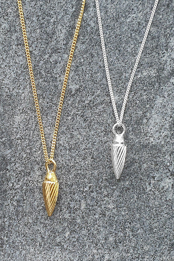 Edge Only Spiral Drop Pendant in black, 18ct Gold Vermeil and sterling silver