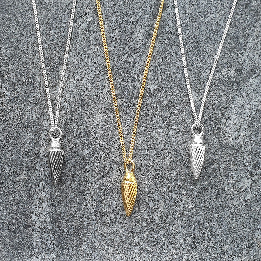 Edge Only Spiral Drop Pendant Black, gold vermeil and sterling silver
