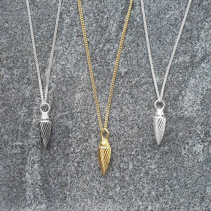 Edge Only Spiral Drop Pendant Black, gold vermeil and sterling silver