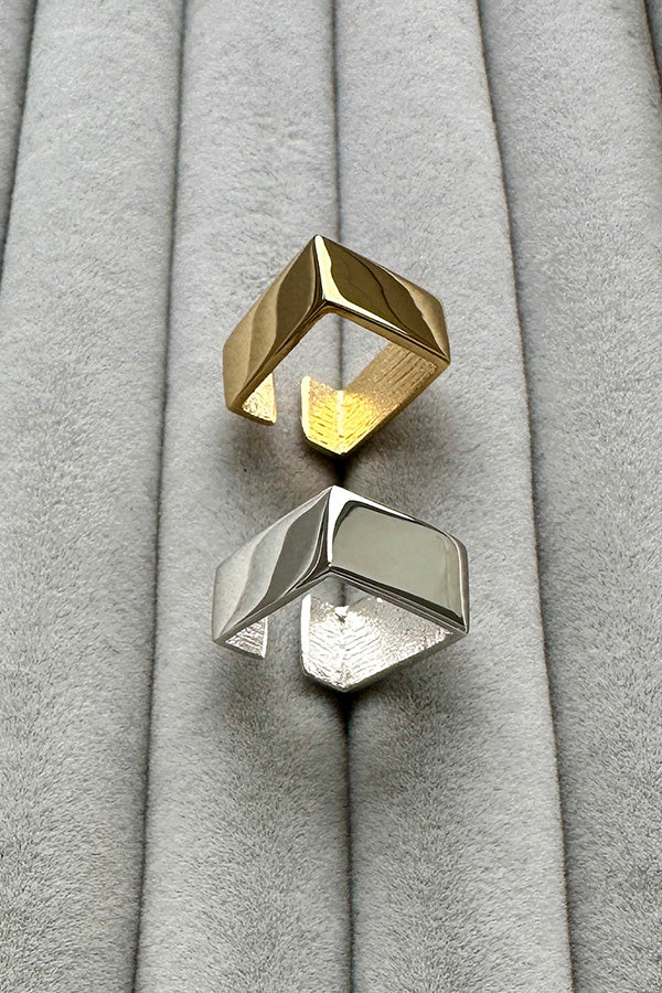 Edge Only Square Ear Cuff in sterling silver and 18ct gold vermeil