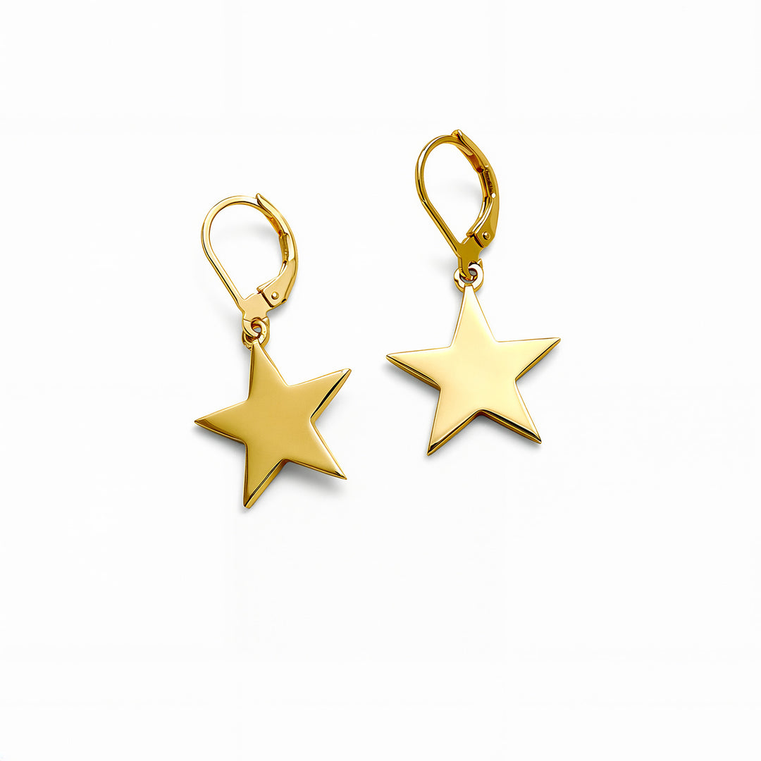 Edge Only Star Drop Earrings 18ct gold vermeil on a white background