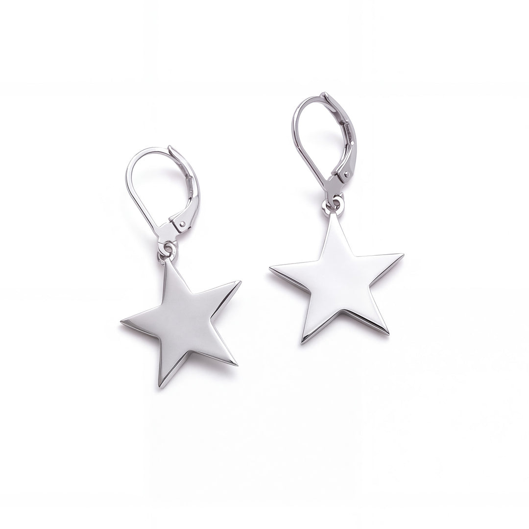 Edge Only Star Drop Earrings sterling silver  on a white background