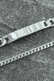 Edge Only ID Bracelet and diamond cut curb bracelet in sterling silver