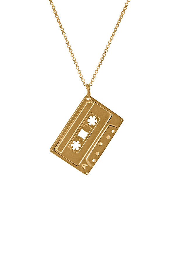 Electronic Sheep X Edge Only Mixed Tape Pendant in 18ct gold vermeil. A side