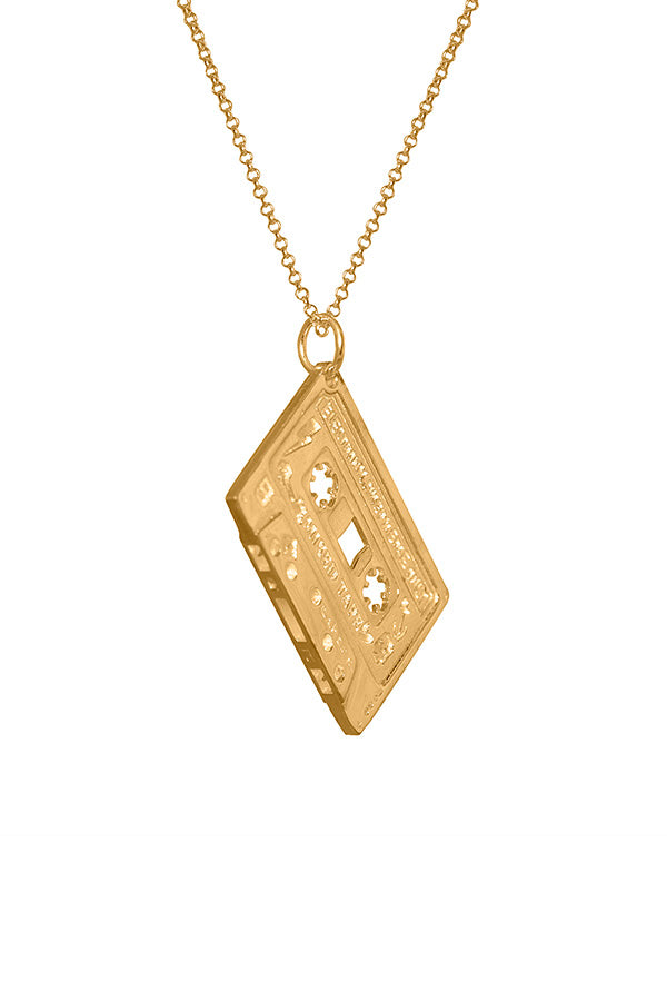 Electronic Sheep X Edge Only Mixed Tape Pendant in 18ct gold vermeil. B side bottom angle