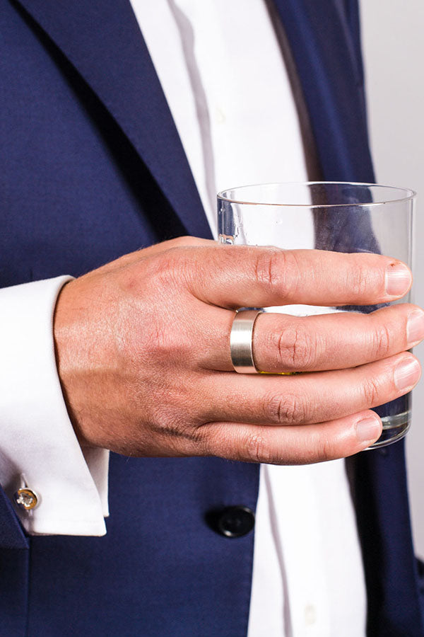 Edge Only Flat Matt Mens Ring in Sterling Silver