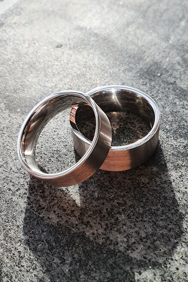 Edge Only Flat Matt Comfort Fit 6mm and 8mm Band in 9ct White Gold