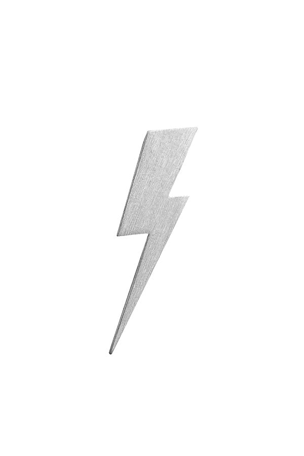 Flat Top Lightning Bolt Lapel Pin in matte satin finish Sterling Silver