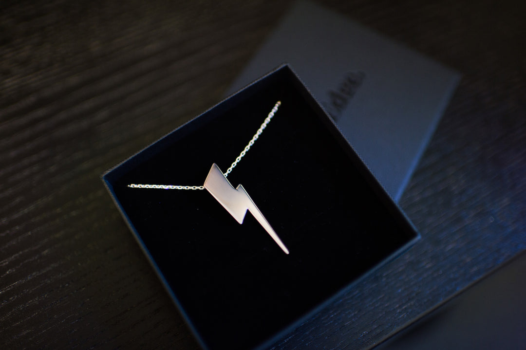 Edge Only Flat Top Lightning Bolt Pendant in 100% recycled sterling silver Eco Silver sheet