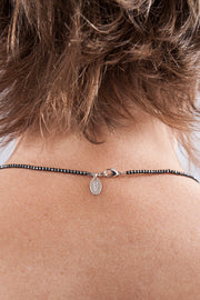 Edge Only Hematine Necklace with a sterling silver carabiner clasp