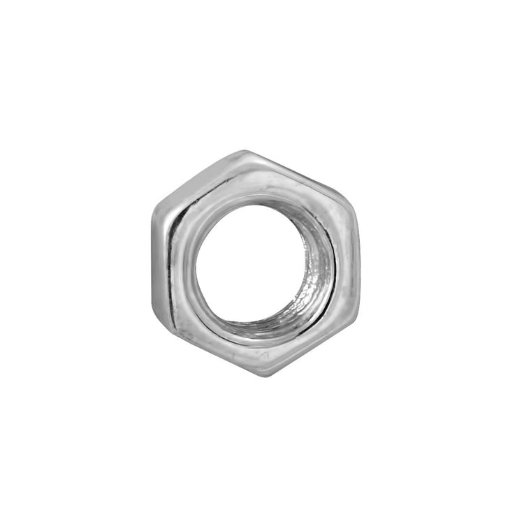 Edge Only Hex Nut Earring Single in recycled sterling silver