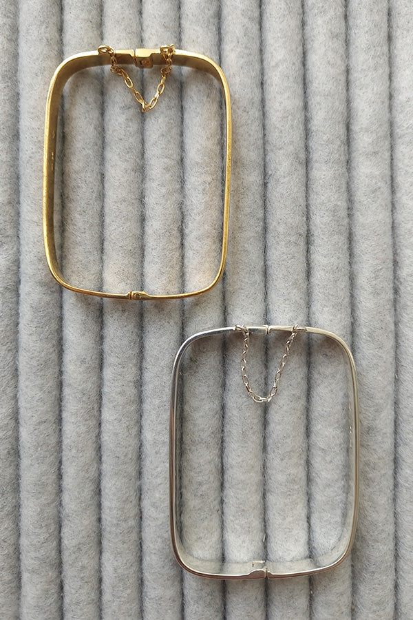 Edge Only Hinged Rectangular Bangle 18ct gold vermeil and sterling silver