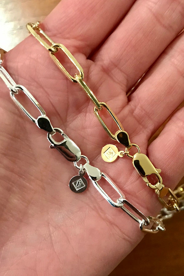 Edge Only Long Link Necklaces in sterling silver and 18ct gold vermeil