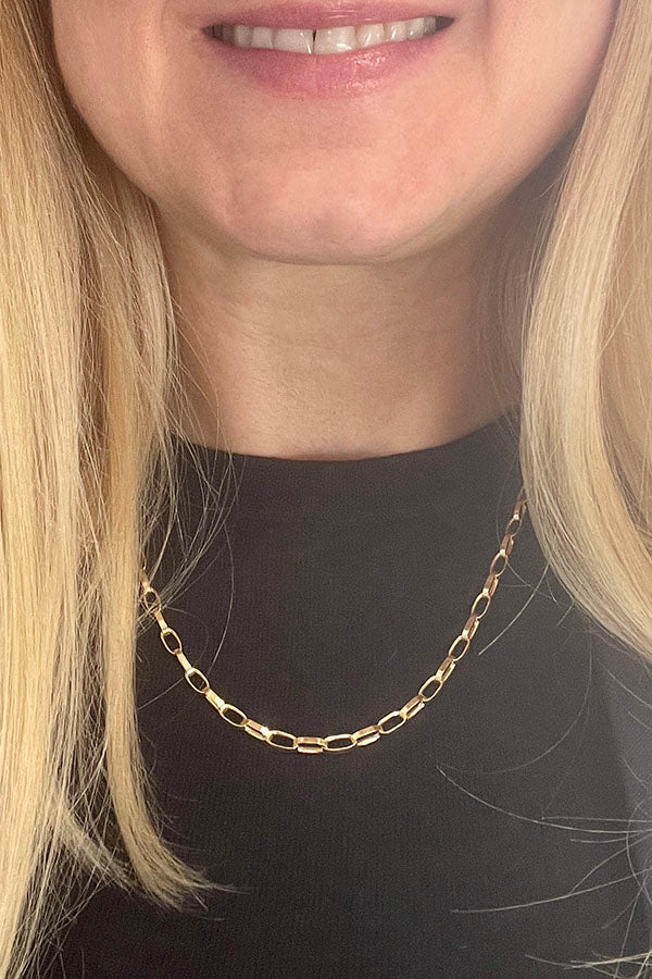 Edge Only Oval Link Necklace chain 18ct gold vermeil