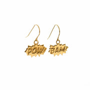 Edge Only POW and BAM Drop Earrings in 18ct gold vermeil