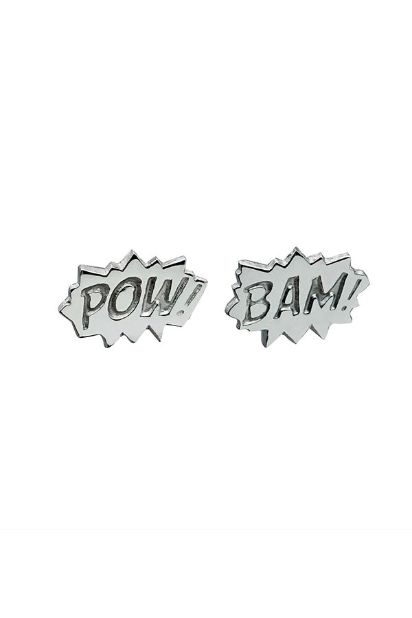 Edge Only Pow and Bam Explosion Earrings in Sterling Silver