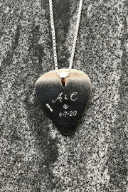 Plectrum Pendant hand engraved with Initials and date