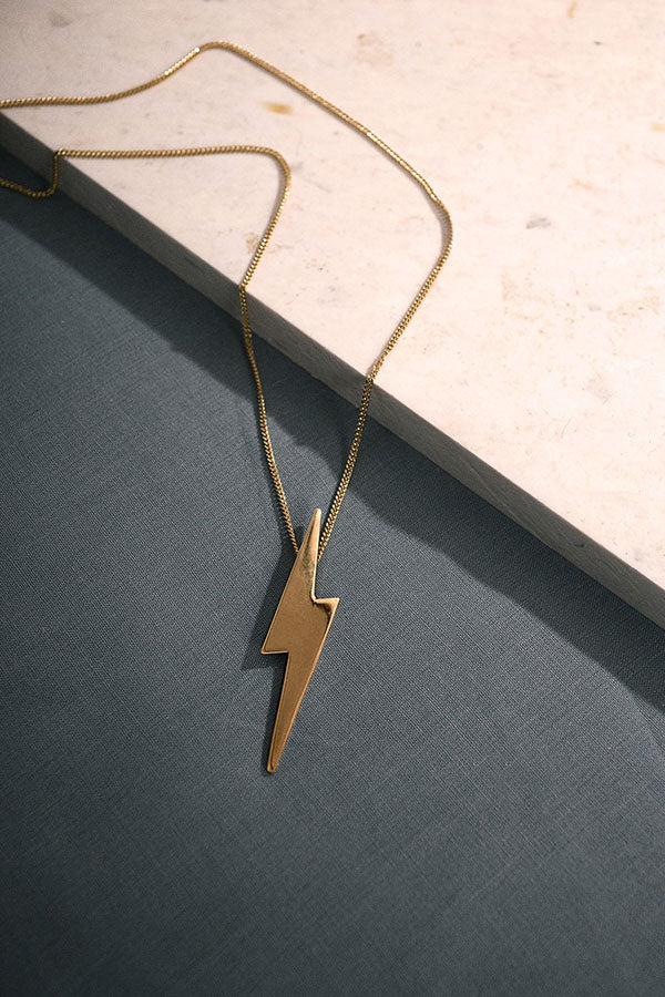 Edge Only Pointed Lightning Bolt Pendant in 18ct gold vermeil