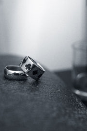 Oxidised Poker Ring and Squared Off Ring in Sterling Silver