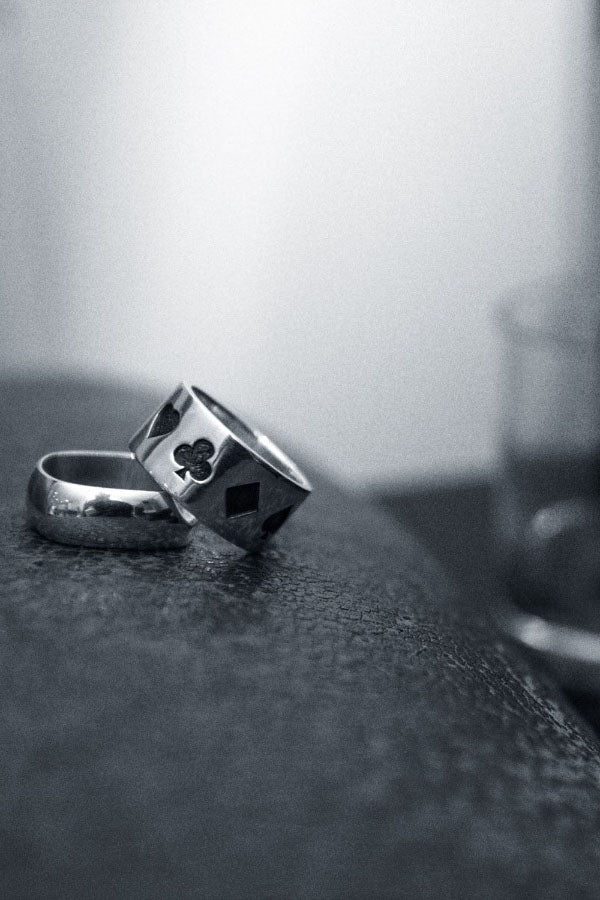Oxidised Poker Ring and Squared Off Ring in Sterling Silver