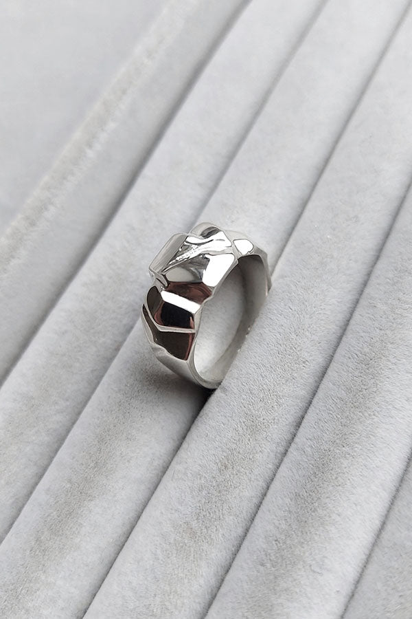Edge Only Rock Ring in recycled sterling silver