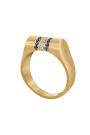 Edge Only Sapphire and Diamond High Top Ring in 14ct gold