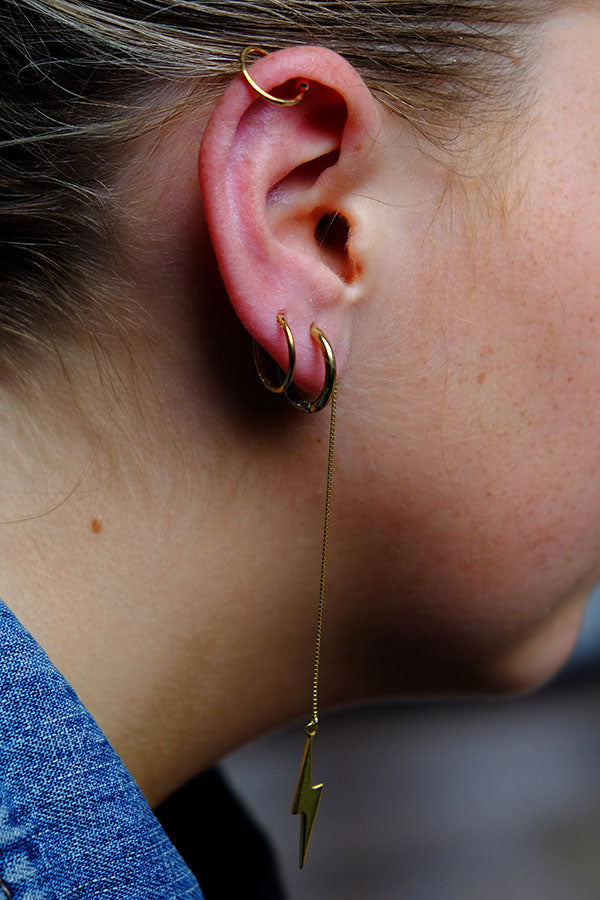 Edge Only ear cuff with balls and pointed lightning Bolt Ear Threader 18ct gold vermeil