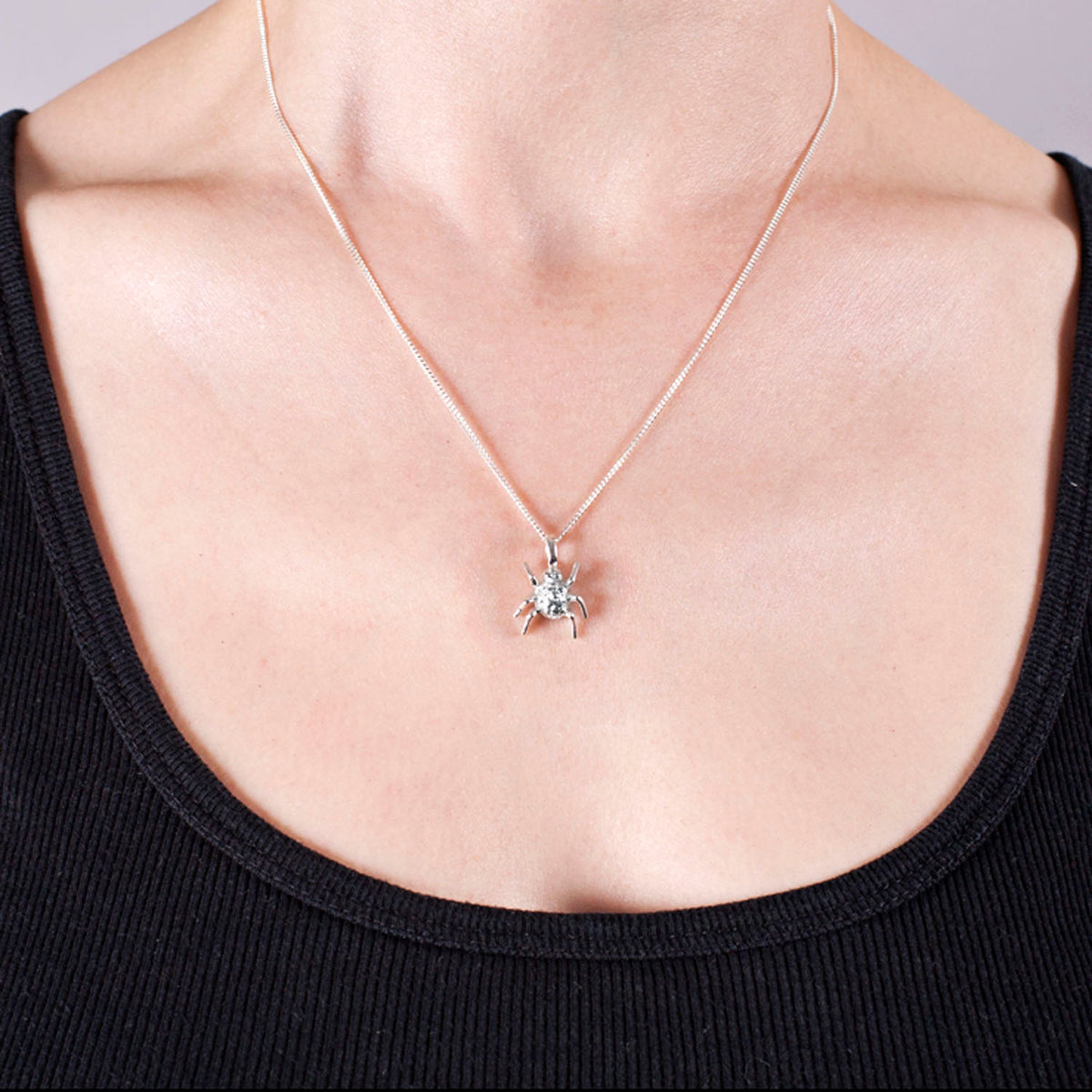 Edge Only Spotted Bug Pendant on sterling silver curb chain