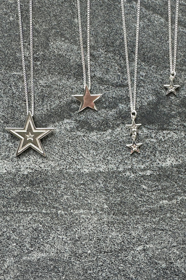 Edge Only Megastar, Star and Mini Megastar Pendant Line up in sterling silver