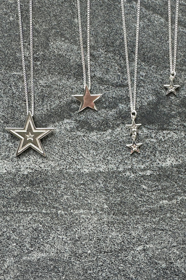 Edge Only Megastar, Star and Mini Megastar Pendant Line up in sterling silver