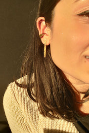 Ear Cuff with Balls in 18ct gold vermeil with Square Ear Cuff and Rugged bar Earrings
