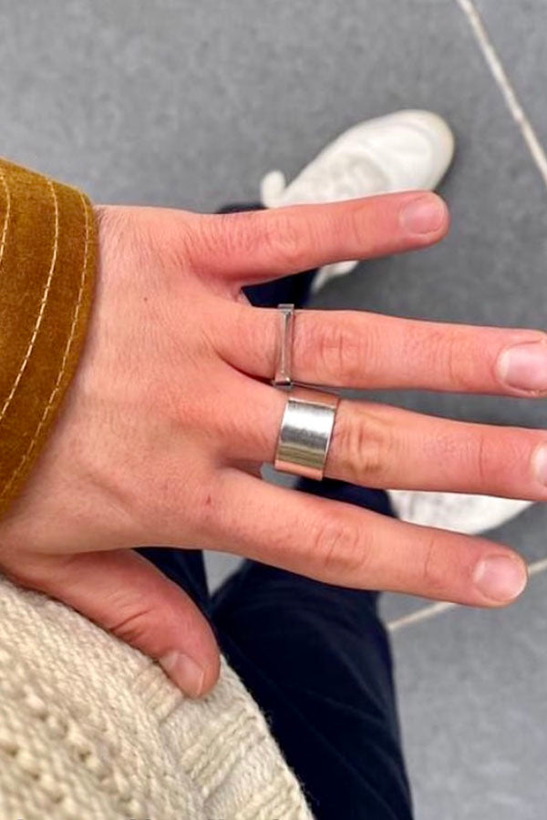 Edge Only Rooftop ring and Gap ring in sterling silver