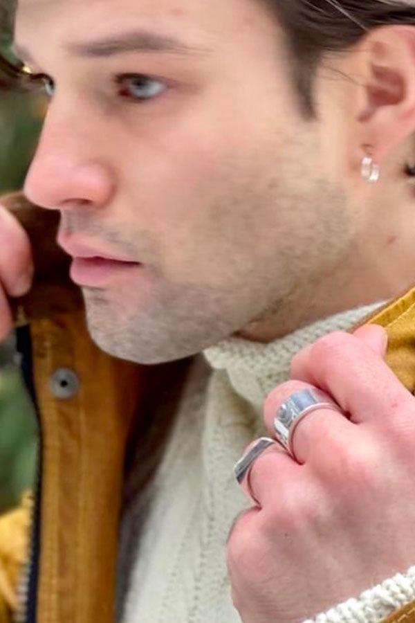 Tomasz Zielinski Edge Only Rooftop ring and Gap ring in sterling silver