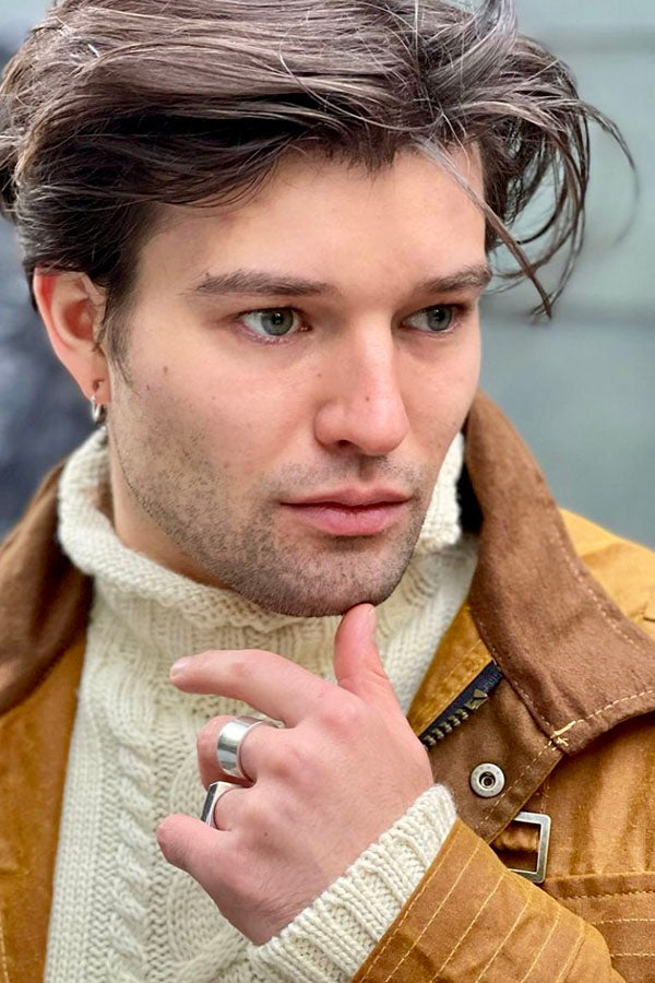 Tomasz Zielinski Edge Only Gap ring and Rooftop ring in sterling silver