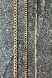 Edge Only 4.75 Curb chain, 3.7 curb chain and 2mm curb chain in 18ct gold vermeil
