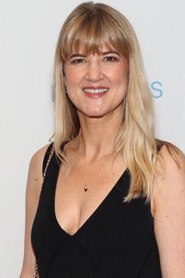 Jenny Huston wearing Edge Only Hessionite Garnet and Diamond Bullet Pendant and earrings Eir VIP Power of Women Awards 2024. 50cm chain.