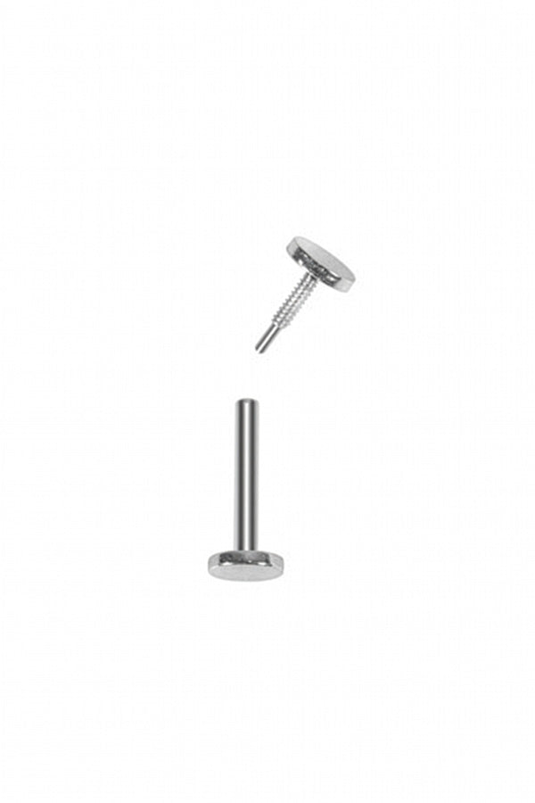 Circle labret front and circle post sterling silver