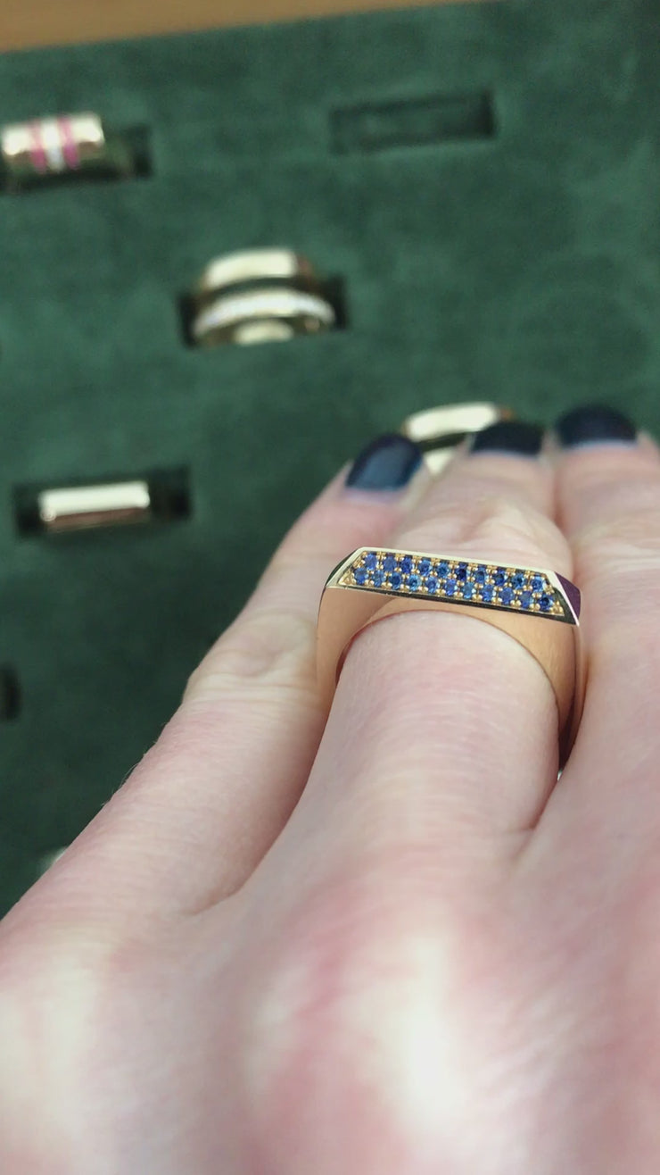 Edge Only Sapphire Rooftop Ring in 14ct gold.