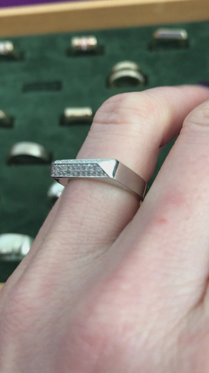 Double Diamond Rooftop Ring in Platinum