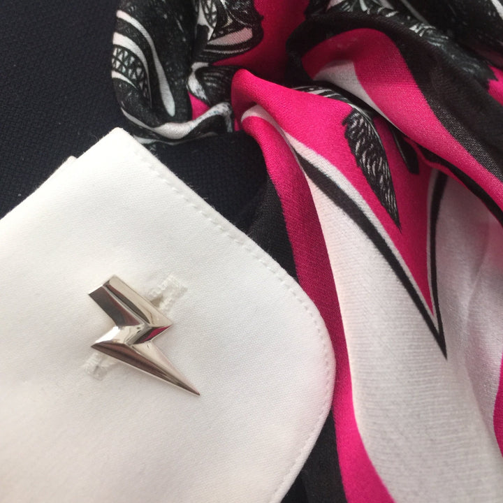 Edge Only 3D Flat Top Lightning Bolt Cufflinks sterling silver