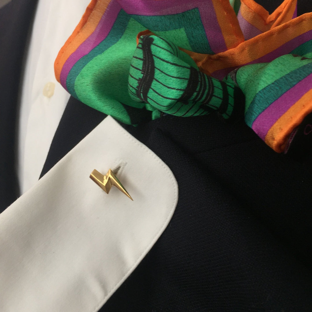 Edge Only 3D Flat Top Lightning Bolt Cufflinks 18ct gold vermeil