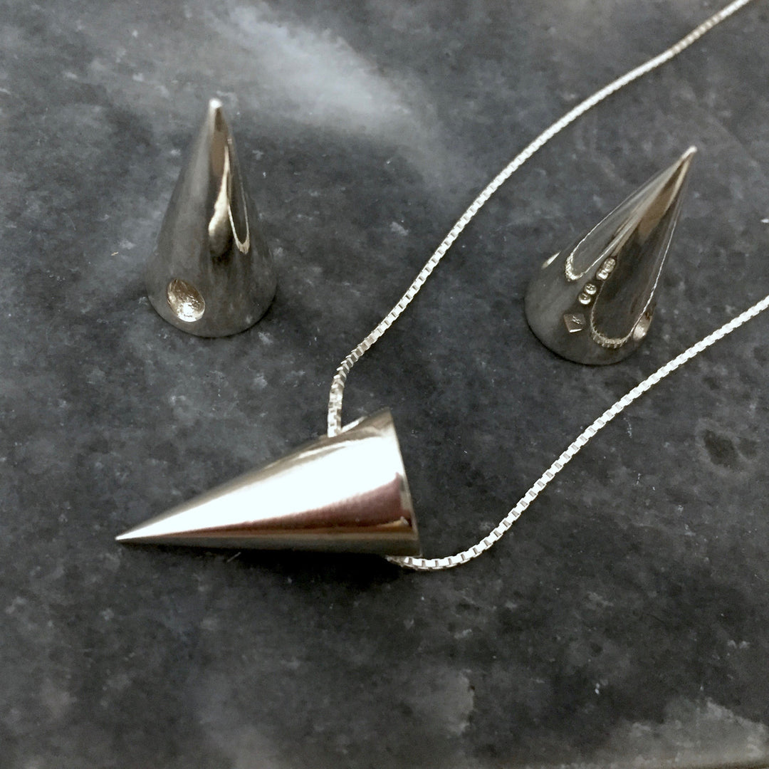 Edge Only Cone Pendant in Sterling Silver