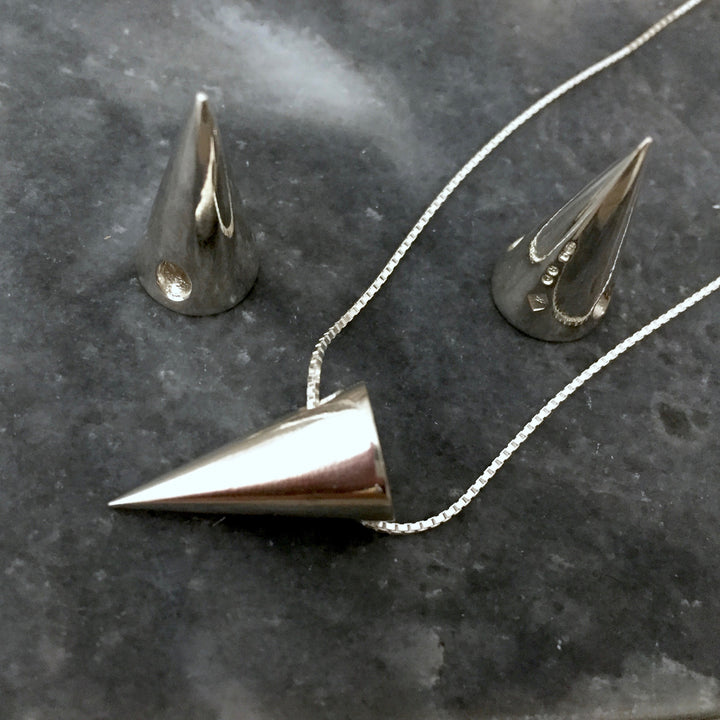 Edge Only Cone Pendant in Sterling Silver