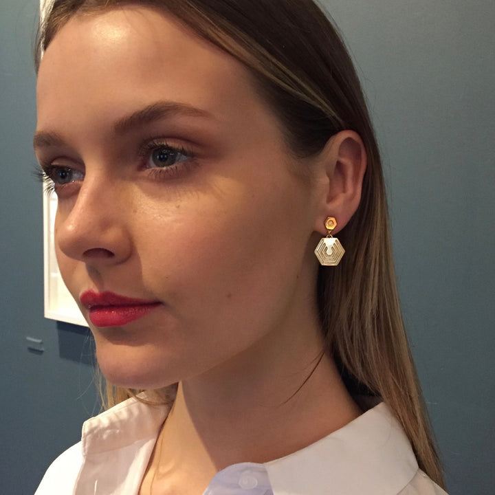 Hexagon Drop Earrings in sterling silver EOxLH